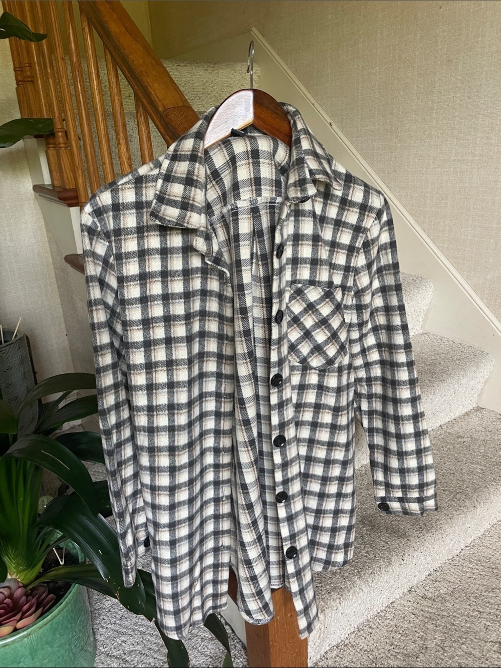 Windsor Long Line Plaid Flannel Shacket in Espresso